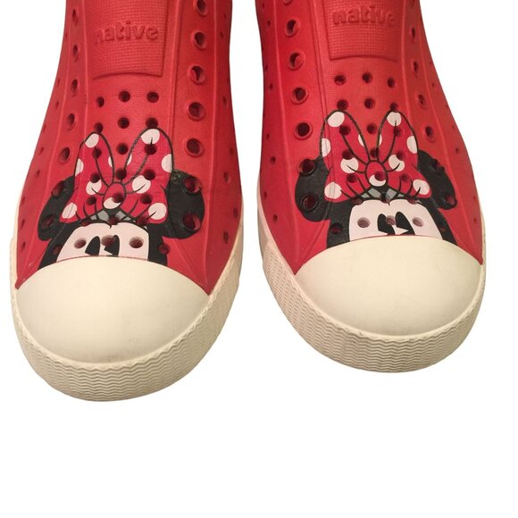 Native X Disney  Minnie Mouse Size J2 Red Minnie Face Slip On Shoes - Picture 3 of 9